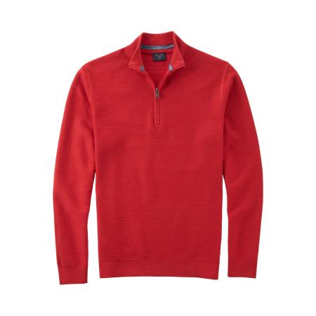 OLYMP Casual Half-Zip Sweater rood, Gestructureerd