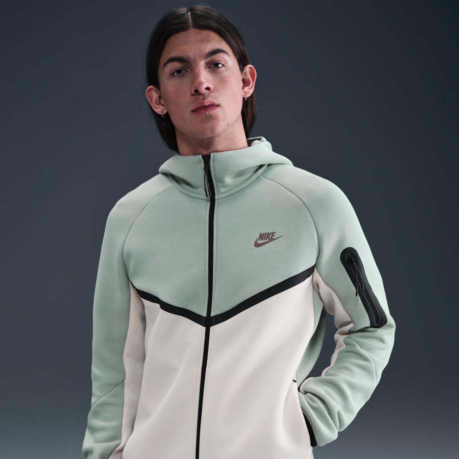 Nike Tech Windrunner herenjack van fleece met rits over de hele lengte - Grijs Grijs