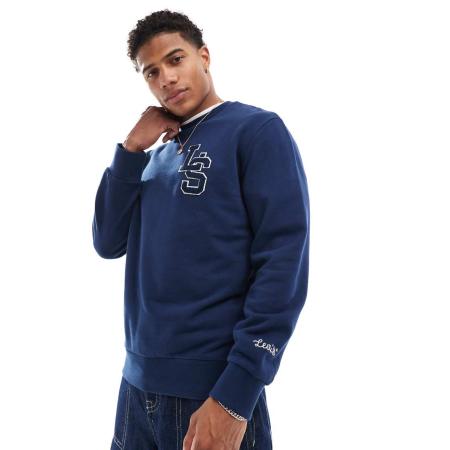 Levi's - Sweatshirt met varsity-letters in marineblauw