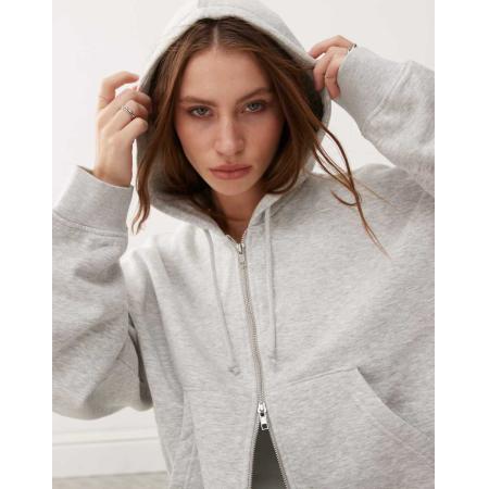 Weekday Essence Rechte hoodie met ritssluiting in grijs