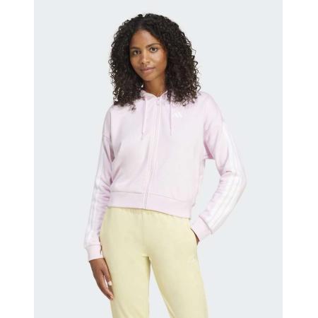 adidas performance Essentials Hoodies van badstof met 3-Stripes en rits in doorzichtig roze/wit