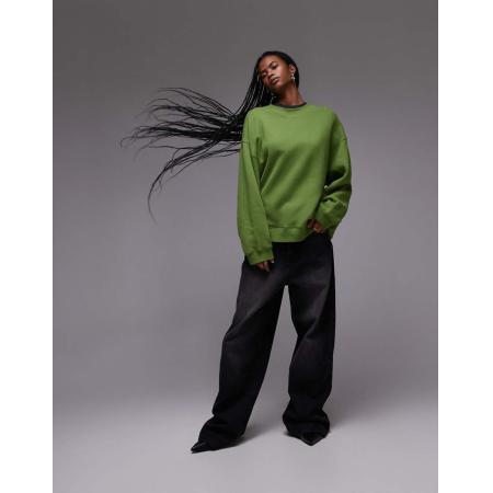 Topshop Premium sweater met naaddetail in groen