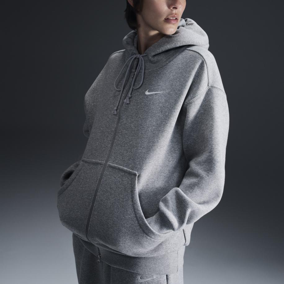 Nike Sportswear Phoenix Fleece Oversized fleecehoodie met rits over de hele lengte voor dames - Grijs Grijs