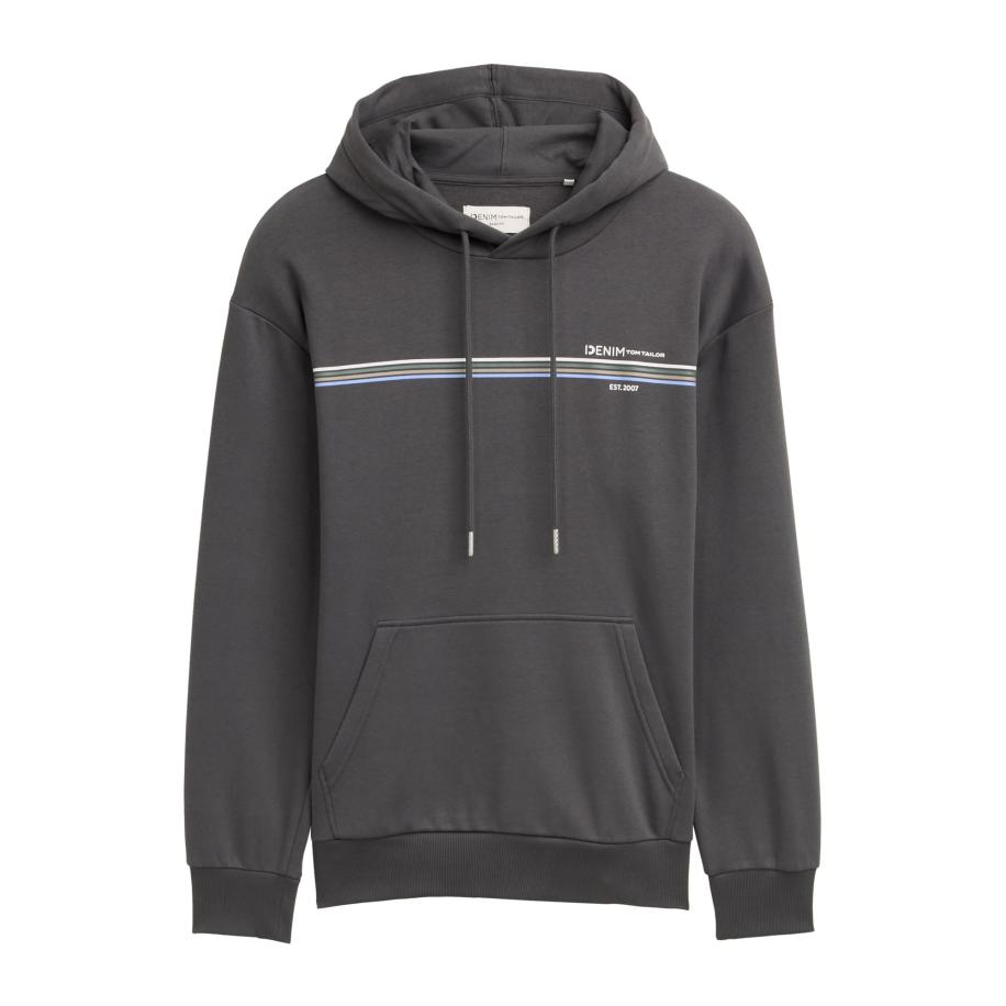 Tom Tailor TOM TAILOR DENIM Sweatshirt grijs / groen / lichtlila / wit -