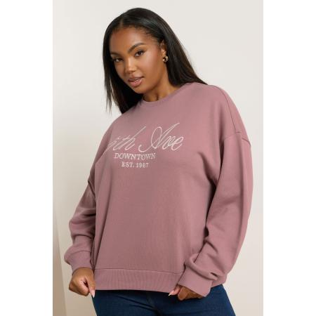 Yours Curve Roze '5Th Ave' Geborduurde Sweater Size 58-60