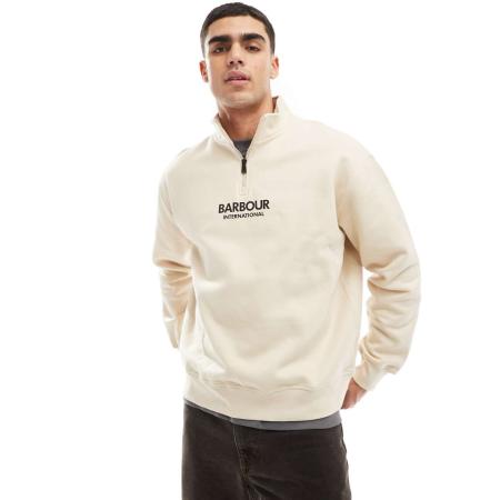 Barbour International - Formula - Oversized sweatshirt met korte rits in beige-Neutraal