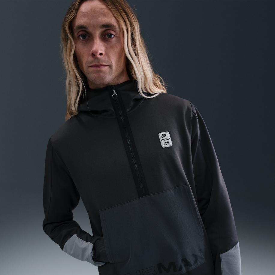 Nike Air Max poly-knit fleecehoodie met halflange rits voor heren - Grijs Grijs