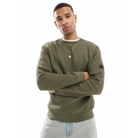 Barbour International - Curve - Sweatshirt met ronde hals in kaki-Groen