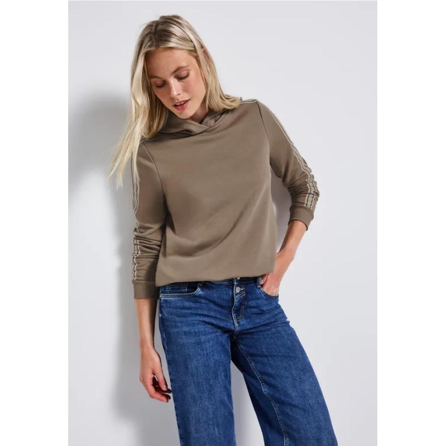 Street One Hoodie met gallon strepen Bruin