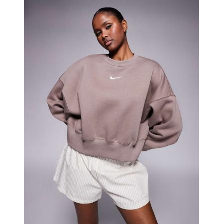 Nike Phoenix Oversized fleece sweatshirt in bruin