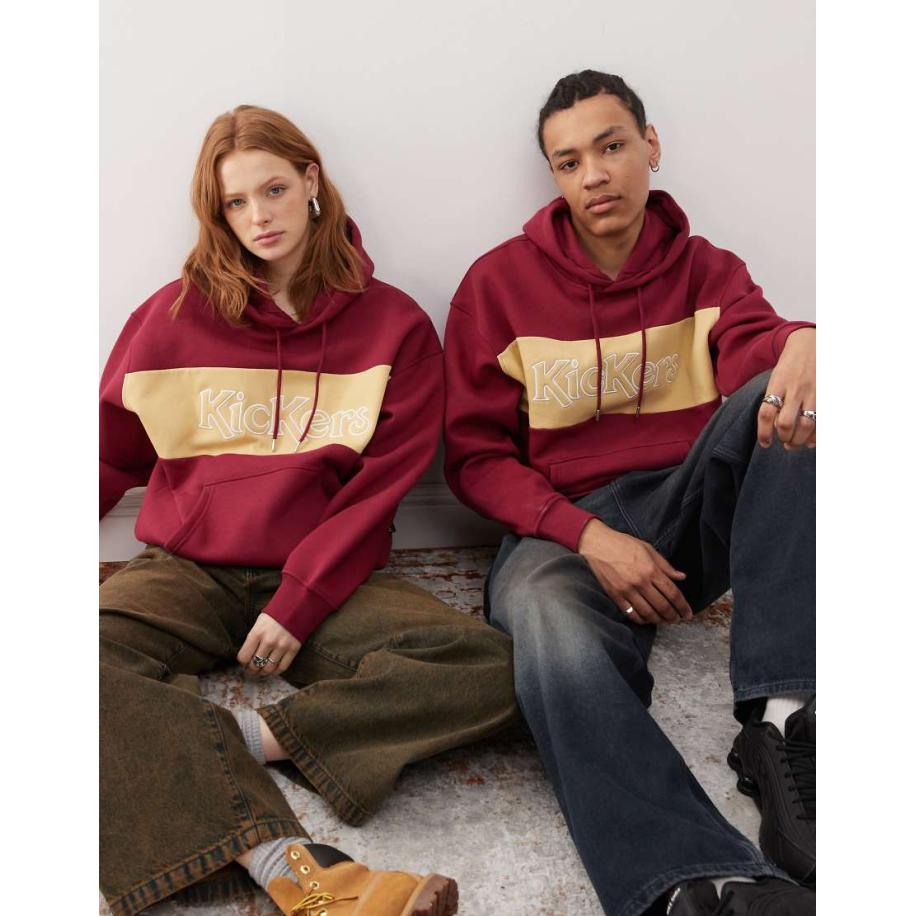 Kickers - Uniseks oversized hoodie in rood Rood