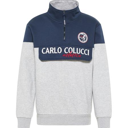 carlo colucci Carlo Colucci Sweatshirt De Pian duifblauw / lichtgrijs / rood / wit