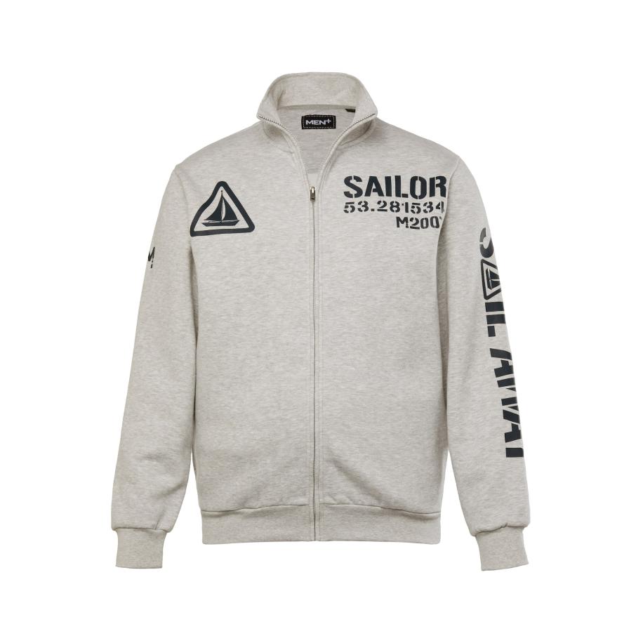 men plus Men Plus Sweatvest grijs gemêleerd -