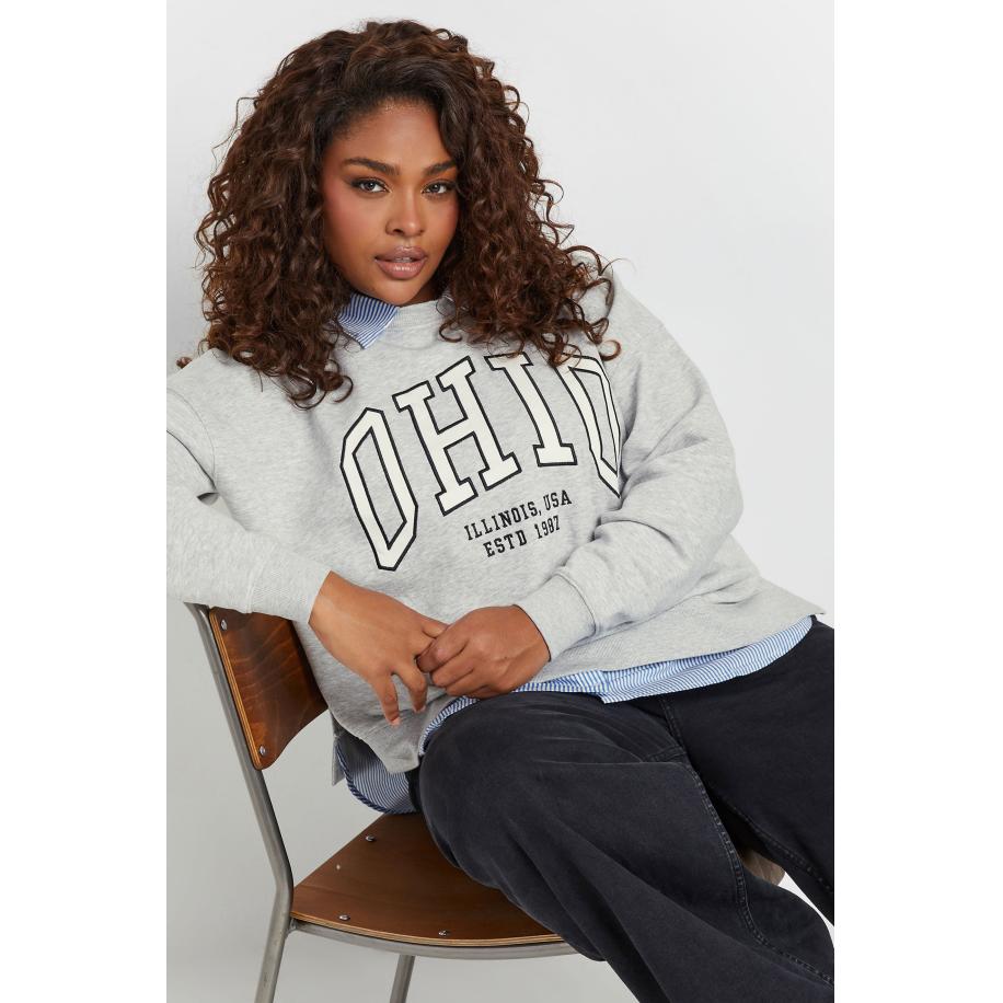Yours 2In1 Sweatshirt Met 'Ohio' Slogan In Grijs Size 62-64 Grijs