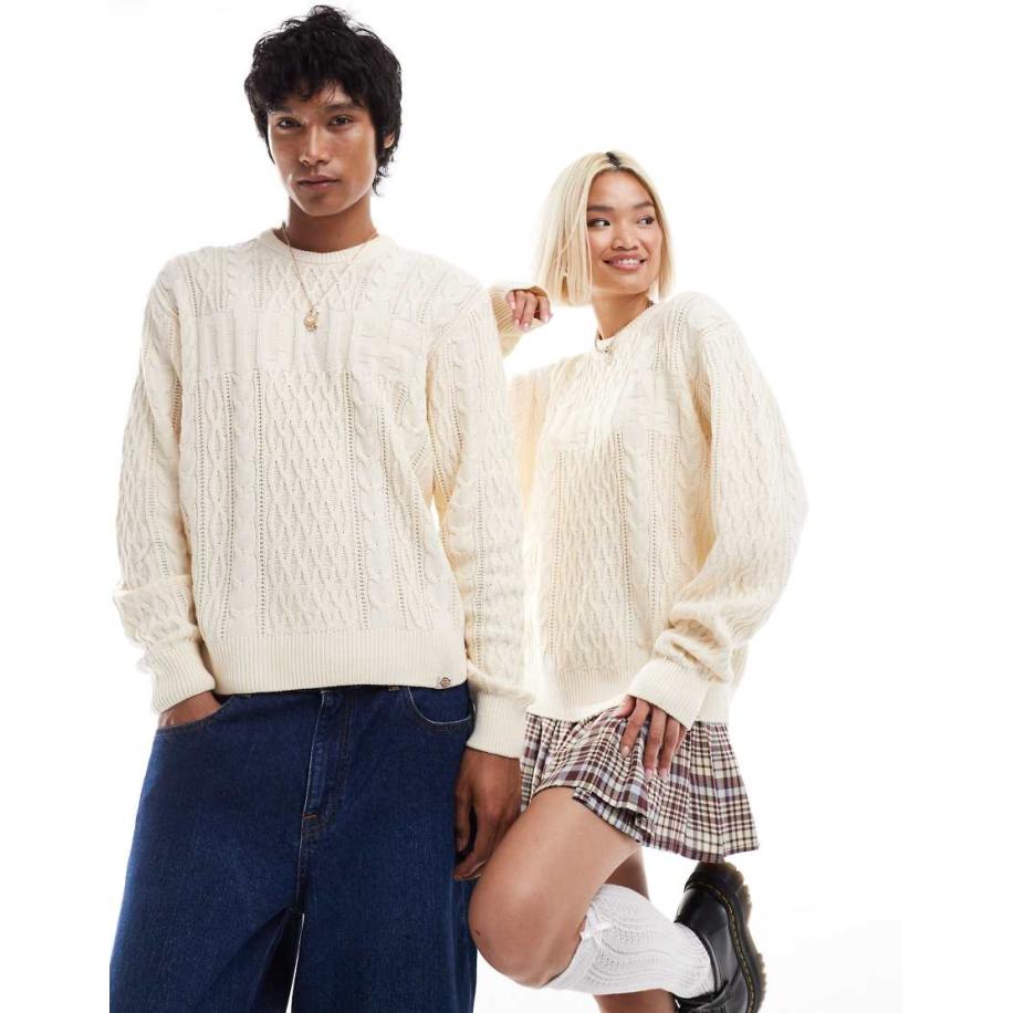 Dickies - Seasonal - Gebreide trui met logo in dezelfde tint in gebroken wit Wit