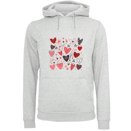 F4NT4STIC F4NT4STIC Sweatshirt Cute Herzen Variety Valentinstag grijs / donkergrijs / oudroze / bloedrood