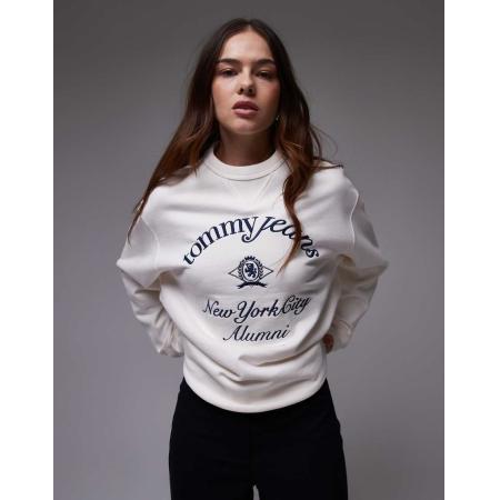 Tommy Jeans Sweatshirt met New York varsity-print in wit