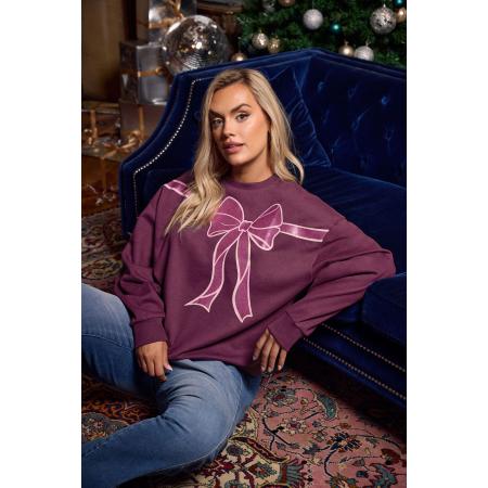 Yours Curve Bordeauxrode Glitterstrik Kersttrui Size 62-64