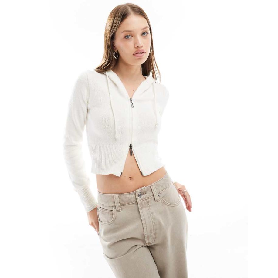 Cotton On Hoodie met dubbele rits in ecru-Neutraal Multicolor