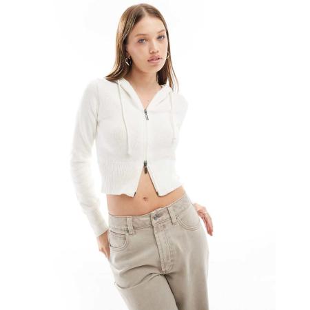 Cotton On Hoodie met dubbele rits in ecru-Neutraal