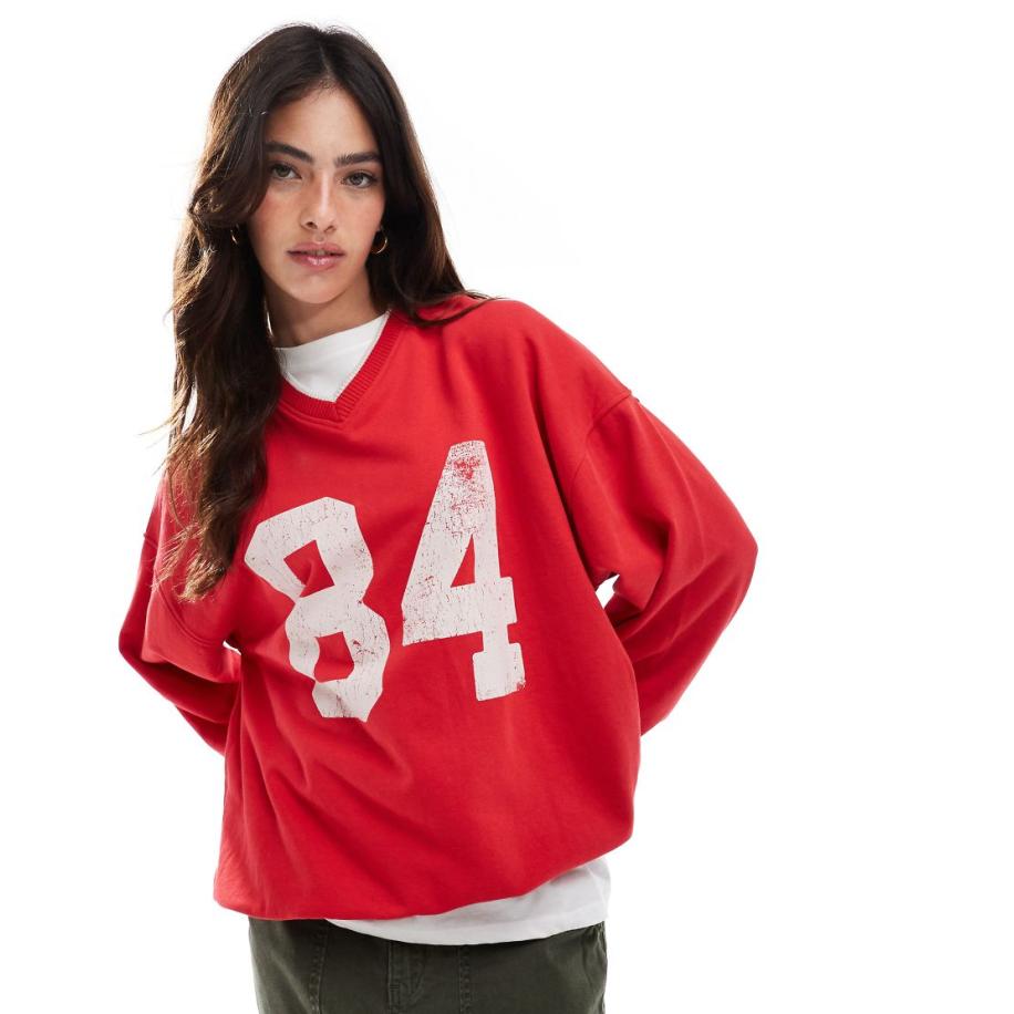 Cotton On Klassiek sweatshirt met ronde hals en print in rood Rood