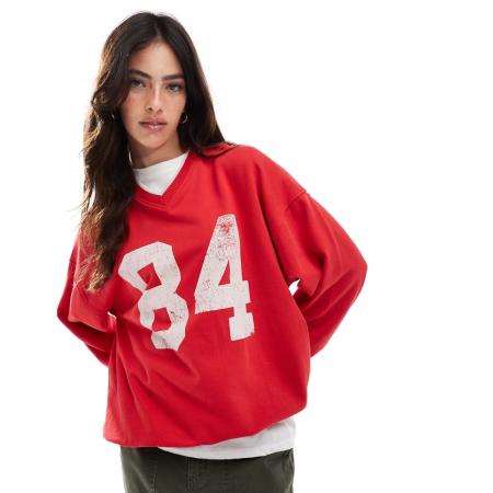Cotton On Klassiek sweatshirt met ronde hals en print in rood