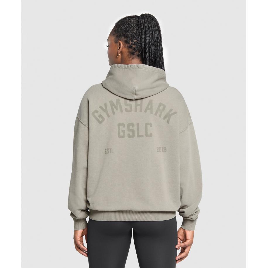 Gymshark GSLC Graphic Oversized Hoodie Linen Brown Bruin