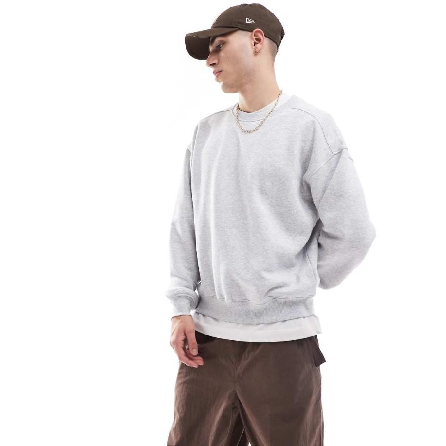 Cotton On - Sweater met ronde hals en rechte pasvorm in grijs Grijs