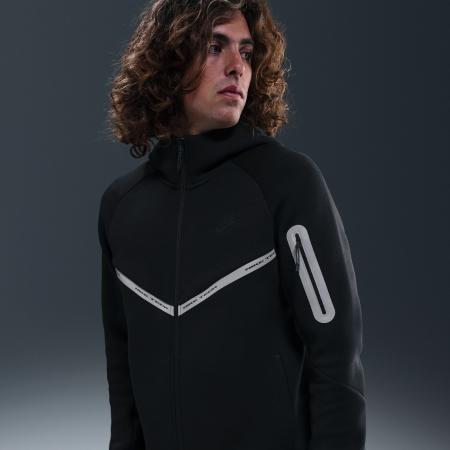 Nike Tech Windrunner herenjack van fleece met rits over de hele lengte en reflecterende accenten - Zwart