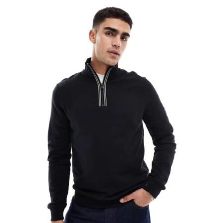 Barbour International - Lincoln - Sweatshirt met een gekleurd randje en opstaande boord in zwart