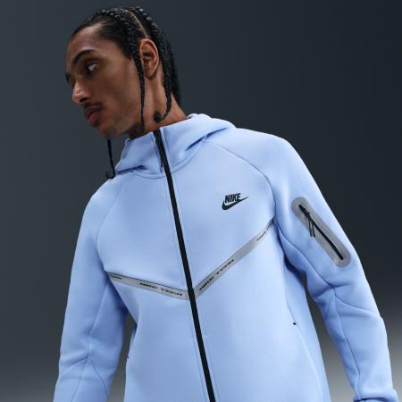 Nike Tech Windrunner herenjack van fleece met rits over de hele lengte en reflecterende accenten - Blauw