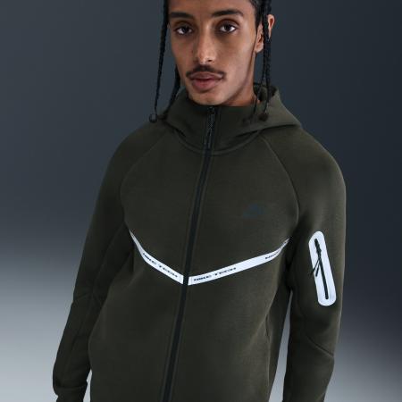 Nike Tech Windrunner herenjack van fleece met rits over de hele lengte en reflecterende accenten - Groen