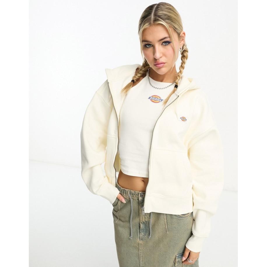 Dickies Oakport Hoodie met rits in gebroken wit Wit