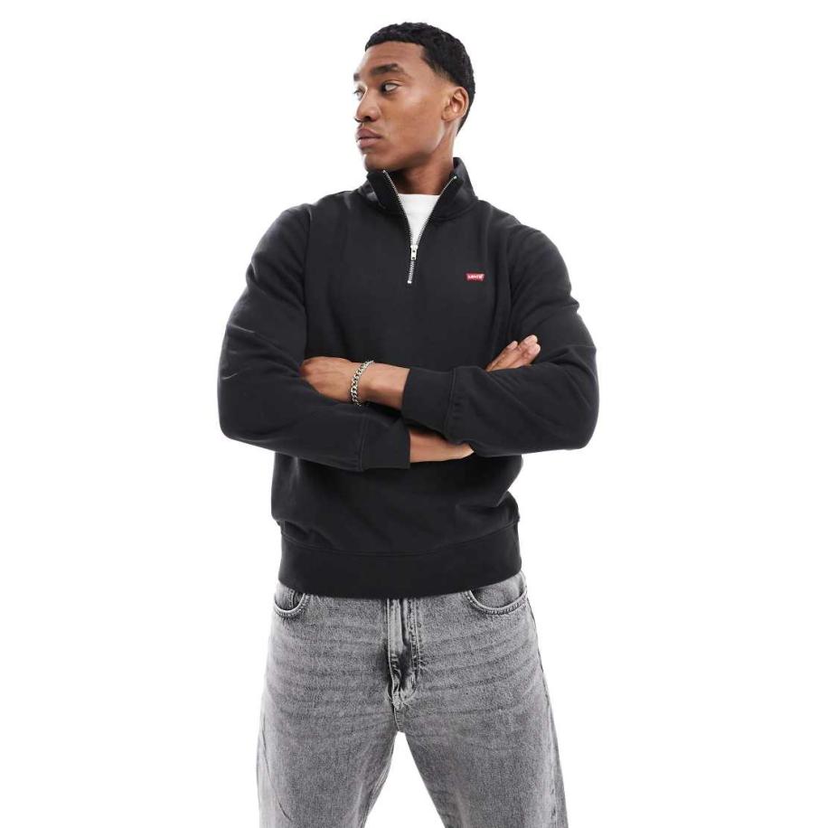 Levi's - The Original Hallmark - Sweatshirt met logo en korte rits in zwart Zwart