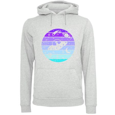 F4NT4STIC F4NT4STIC Sweatshirt Retro Alien Weltraum Sonnenuntergang grijs gemêleerd / sering / lavendel / lichtlila