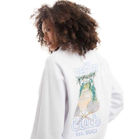 Cotton On Lichtgewicht fleece sweatshirt in wit, deel van co-ord set