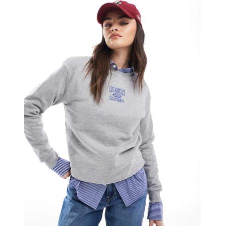 Brave Soul Sweatshirt met 'Los Angeles'-print in grijs