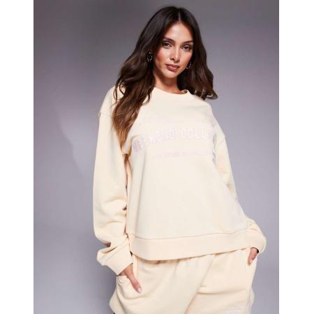 Weekend Collective Sweatshirt met geborduurd logo in lichtgeel