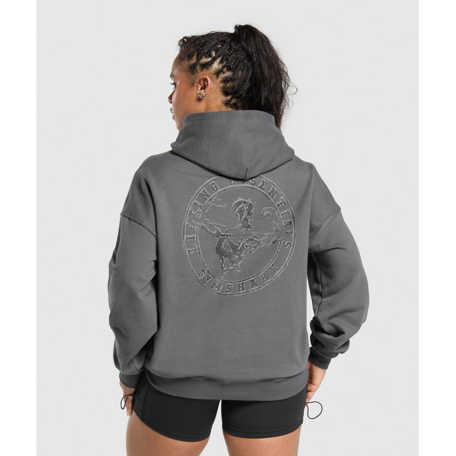 Gymshark Back Gains Graphic Hoodie Graphite Grey Grijs