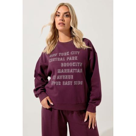 Yours Curve Bordeauxrode 'New York City' Sweatshirt Size 58-60