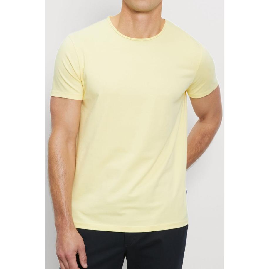 OLYMP Casual T-Shirt ronde hals geel, Effen Geel