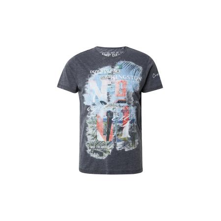 Camp David CAMP DAVID Shirt lichtblauw / kreeft / zwart gemêleerd / wit