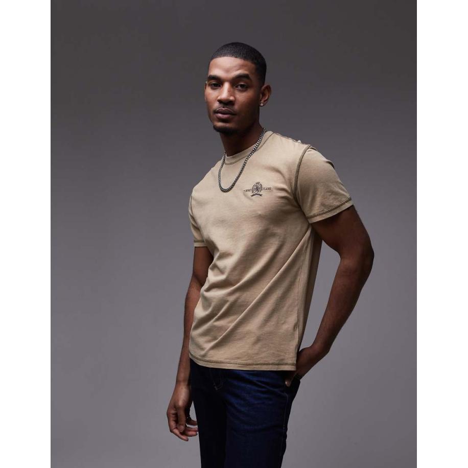 Tommy Jeans - T-shirt met embleem in lichtbruin-Neutraal Multicolor