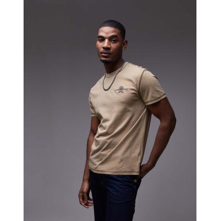 Tommy Jeans - T-shirt met embleem in lichtbruin-Neutraal