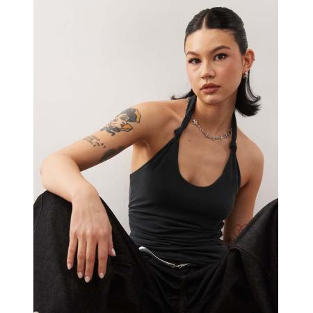 COLLUSION Hemdje met geknoopte bandjes-Zwart