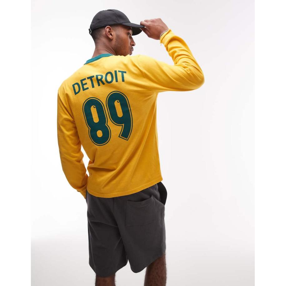 Carhartt WIP - T-shirt met lange mouwen, grafische 89-print en gekleurde randjes in geel Geel