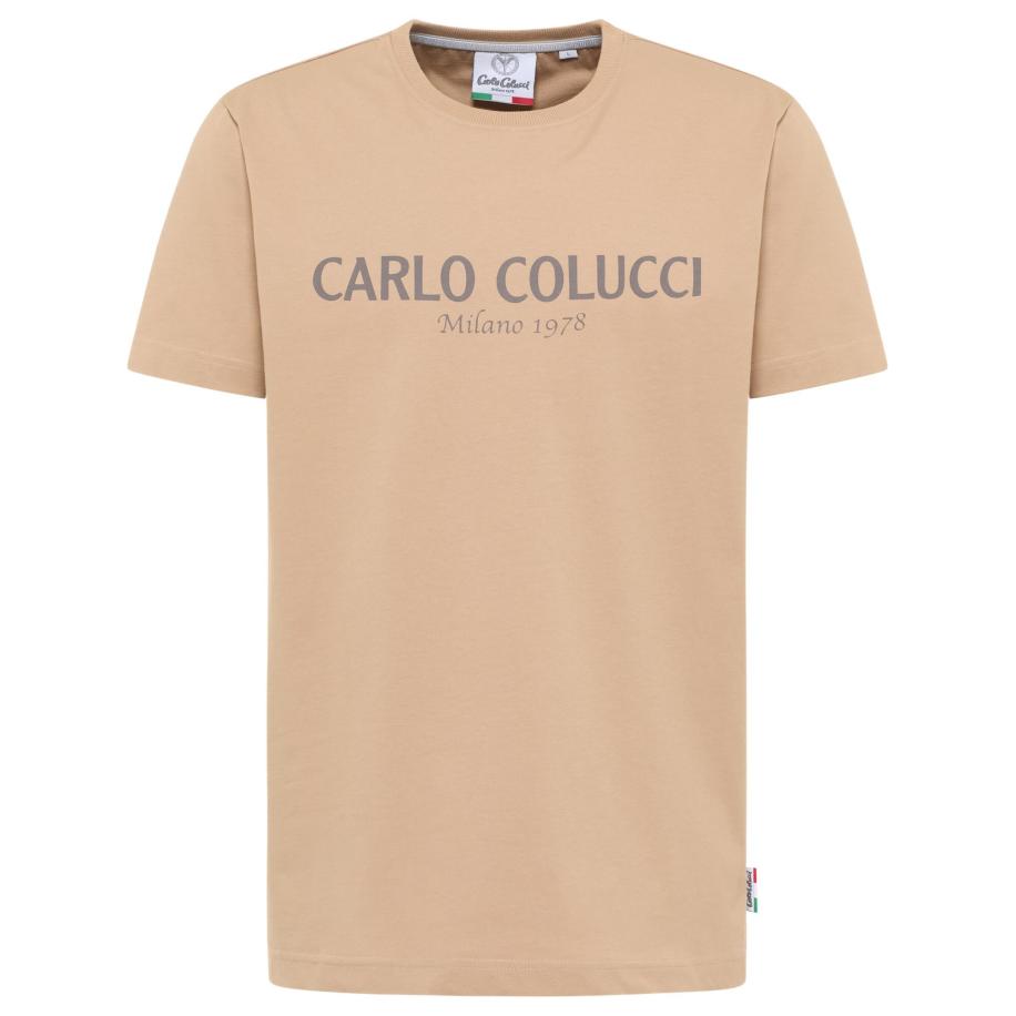 carlo colucci Carlo Colucci Shirt donkerbeige / blauw -