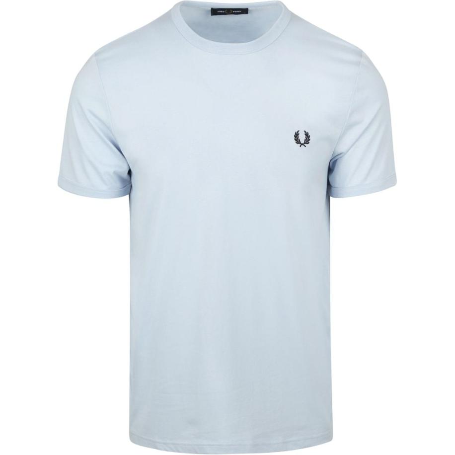 Fred Perry T-shirt Ringer Licht Blauw Blauw