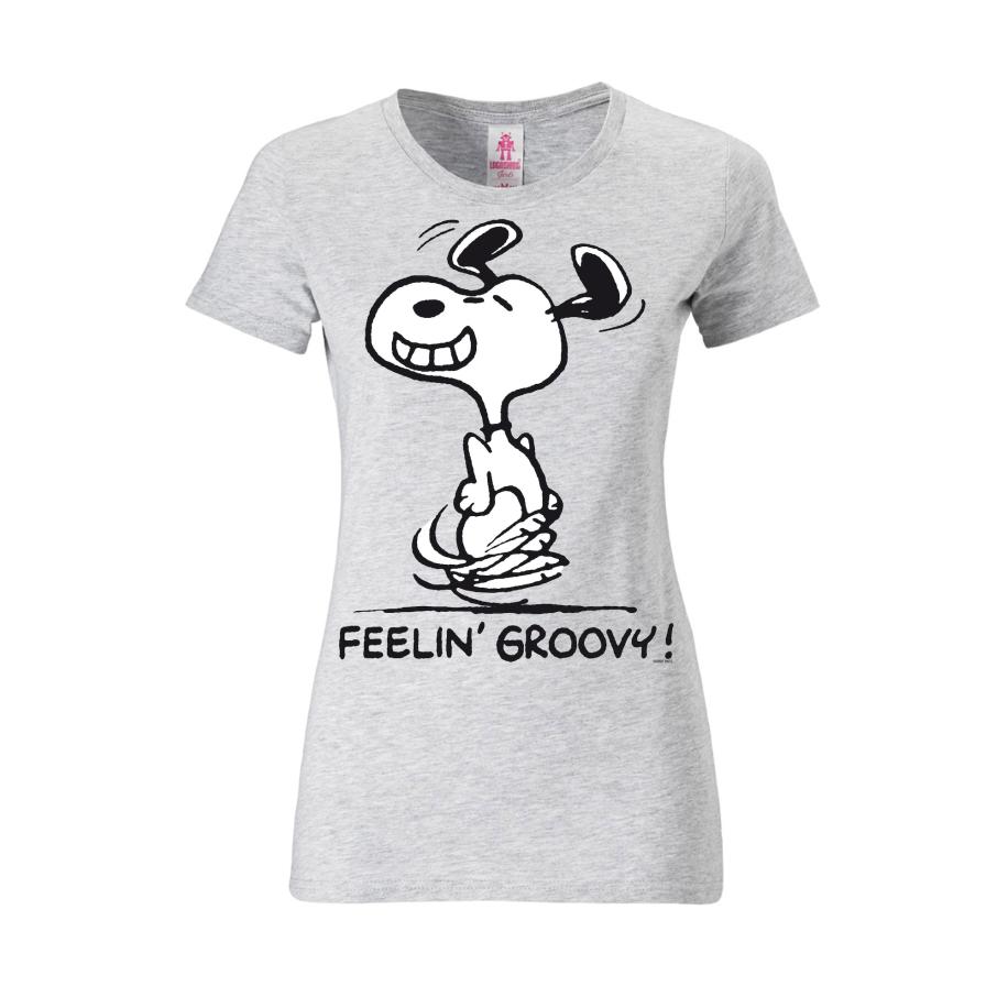 LOGOSHIRT Shirt Snoopy – Feelin Groovy! grijs / zwart / wit Grijs