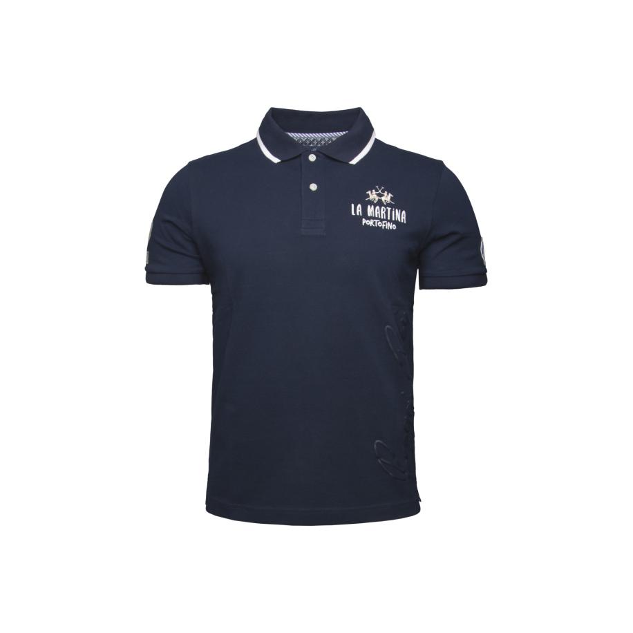 La Martina La Martina Shirt Map316 donkerblauw / wit -